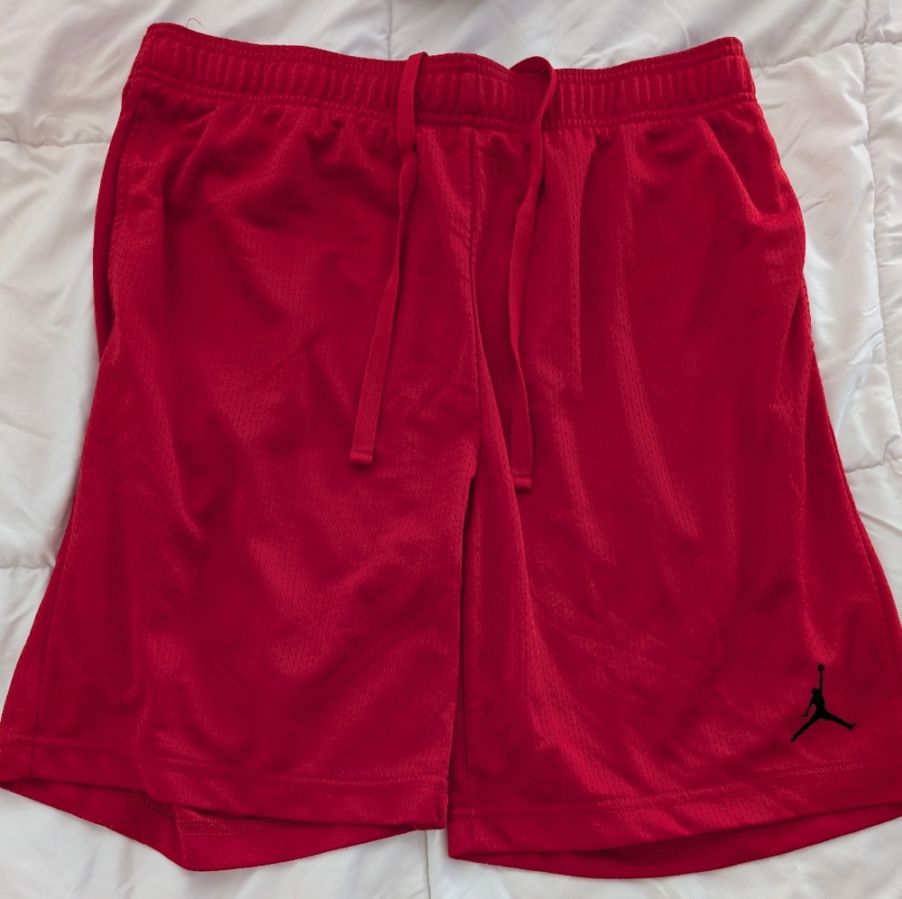 Red Athletic Basketball Shorts with Jumpman Logo